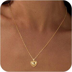 ⚡Necklace for Women Heart Zirconia Necklace 14K Gold Plated Cute Gold Jewelry